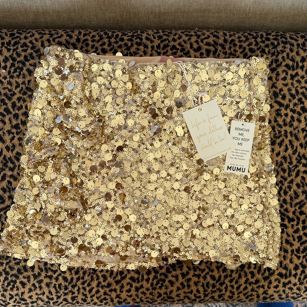 Show Me Your MuMu Gold Sequin Mini Skirt